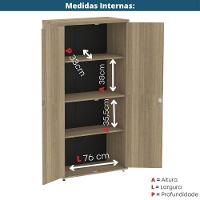 Armário Alto P25 Pandin 80 Cm (largura) Em Mdp Cor Noce Naturalle Com 2 Portas E 3 Prateleiras - 3