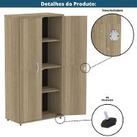 Armário Alto P25 Pandin 80 Cm (largura) Em Mdp Cor Noce Naturalle Com 2 Portas E 3 Prateleiras - 5