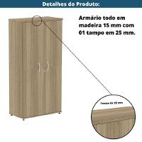 Armário Alto P25 Pandin 80 Cm (largura) Em Mdp Cor Noce Naturalle Com 2 Portas E 3 Prateleiras - 7