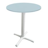 Mesa ômega Ferro Branco 74 Cm (alt) Base Em X Tampo Mdp Redondo Cinza 70 Cm (larg) X 2,50 Cm (alt) - 1