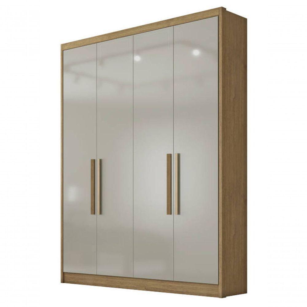 Guarda Roupa Solteiro 4 Portas 3 Gavetas - Sevilha-cumaru-fendi - Móveis Novo Horizonte - 2