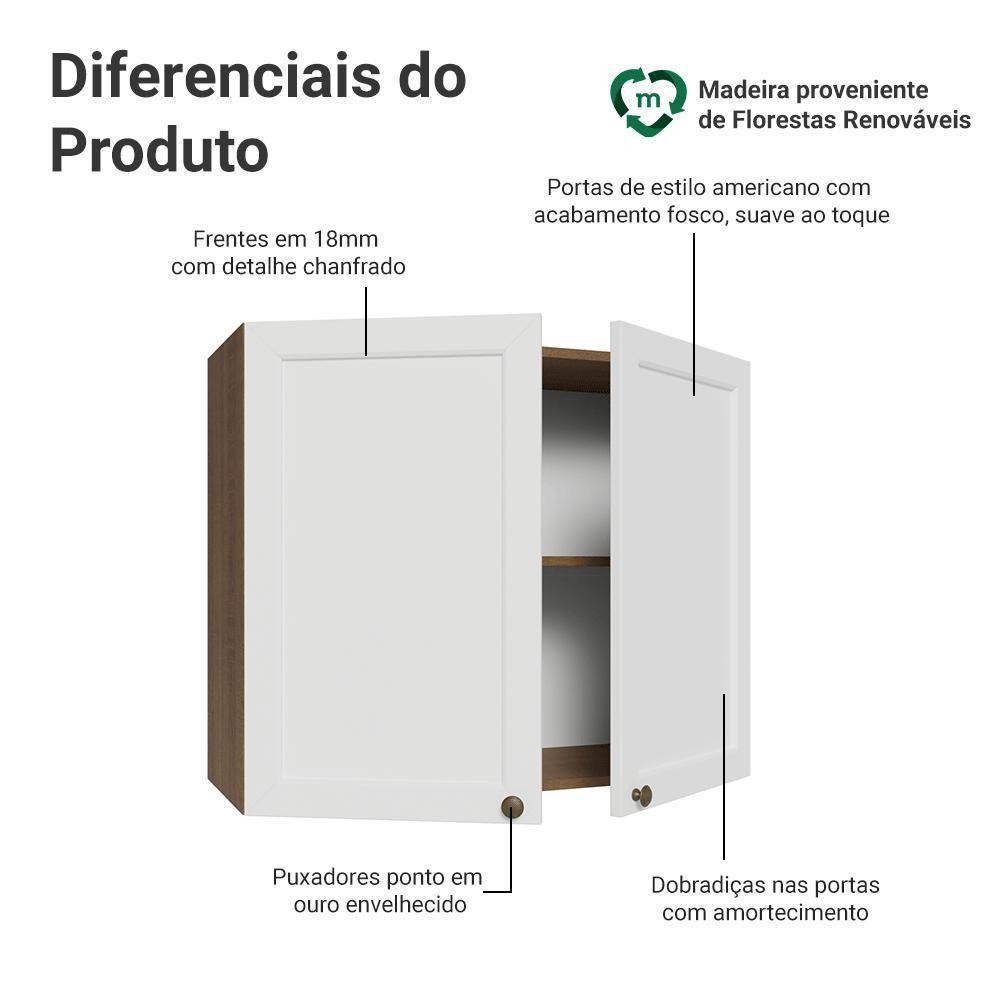 Armário Aéreo 80 Cm 2 Portas Vik Madesa Rustic/branco - 3