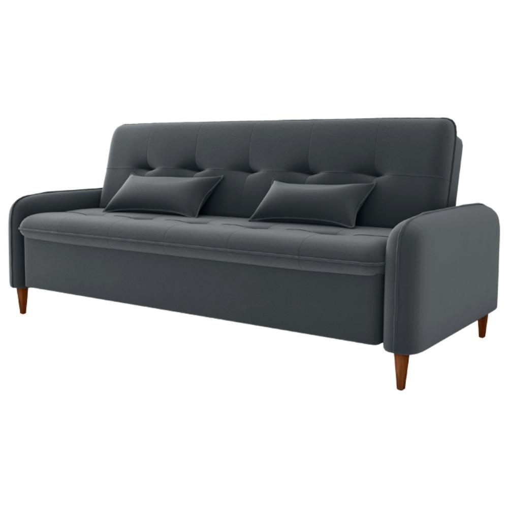 Sofa Cama 2 Lugares 206cm Donna Veludo E425 Milani Store Cinza - 1