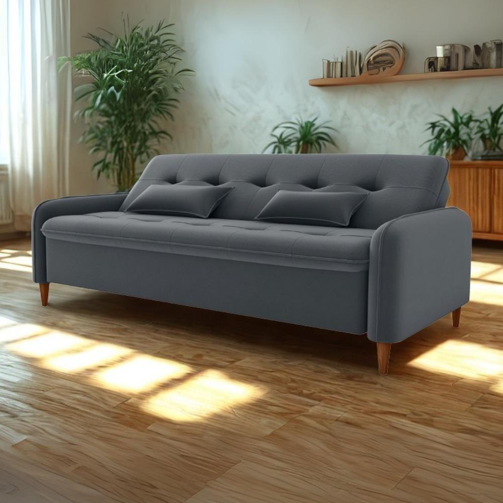 Sofa Cama 2 Lugares 206cm Donna Veludo E425 Milani Store Cinza - 8