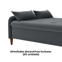 Sofa Cama 2 Lugares 206cm Donna Veludo E425 Milani Store Cinza - 6