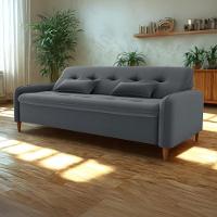 Sofa Cama 2 Lugares 206cm Donna Veludo E425 Milani Store Cinza - 8