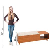 Calçadeira Com Baú Para Quarto Casal Veludo Malaga Madeirado / Off White Dobuê - 5