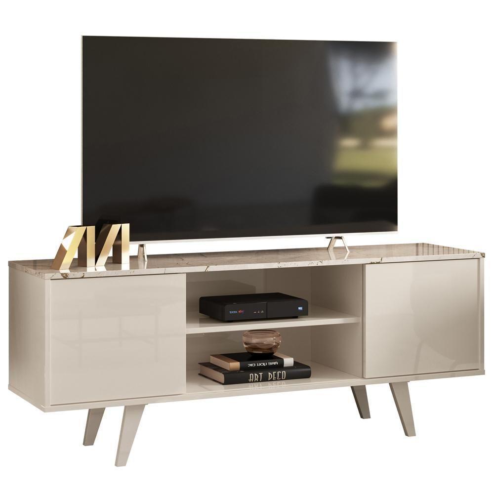 Rack Para Tv 55 Pol 2 Portas 136 Cm Lisboa Madetec Calacata Off White - 1