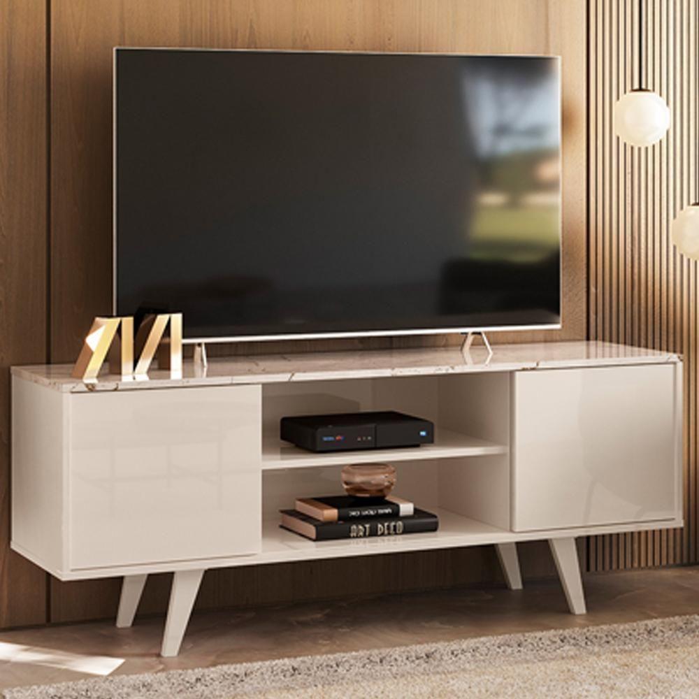 Rack Para Tv 55 Pol 2 Portas 136 Cm Lisboa Madetec Calacata Off White - 2