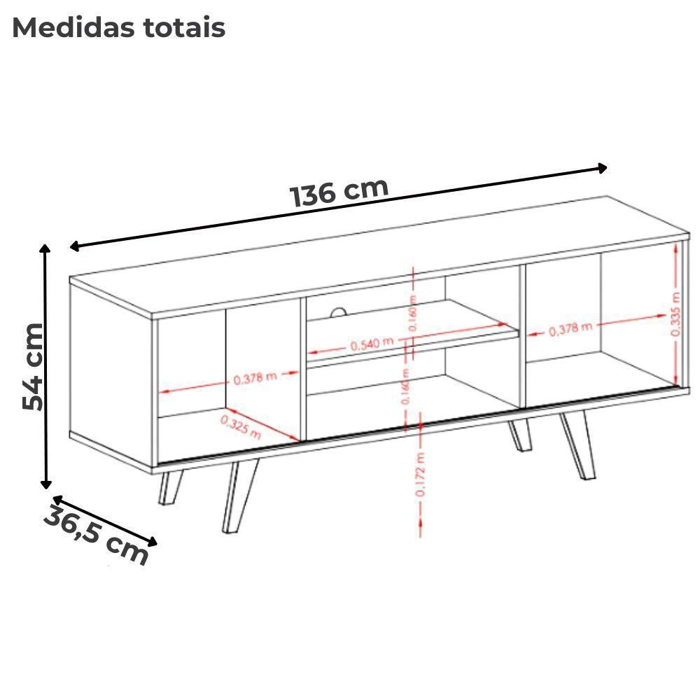 Rack Para Tv 55 Pol 2 Portas 136 Cm Lisboa Madetec Calacata Off White - 3