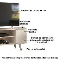 Rack Para Tv 55 Pol 2 Portas 136 Cm Lisboa Madetec Calacata Off White - 5