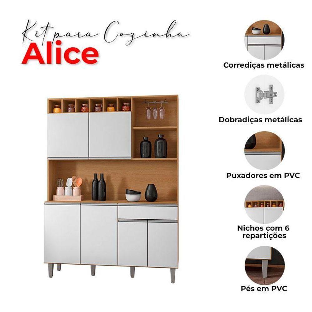 Armário Para Cozinha Kit Alice Amêndoa Branco - Ajl - 4