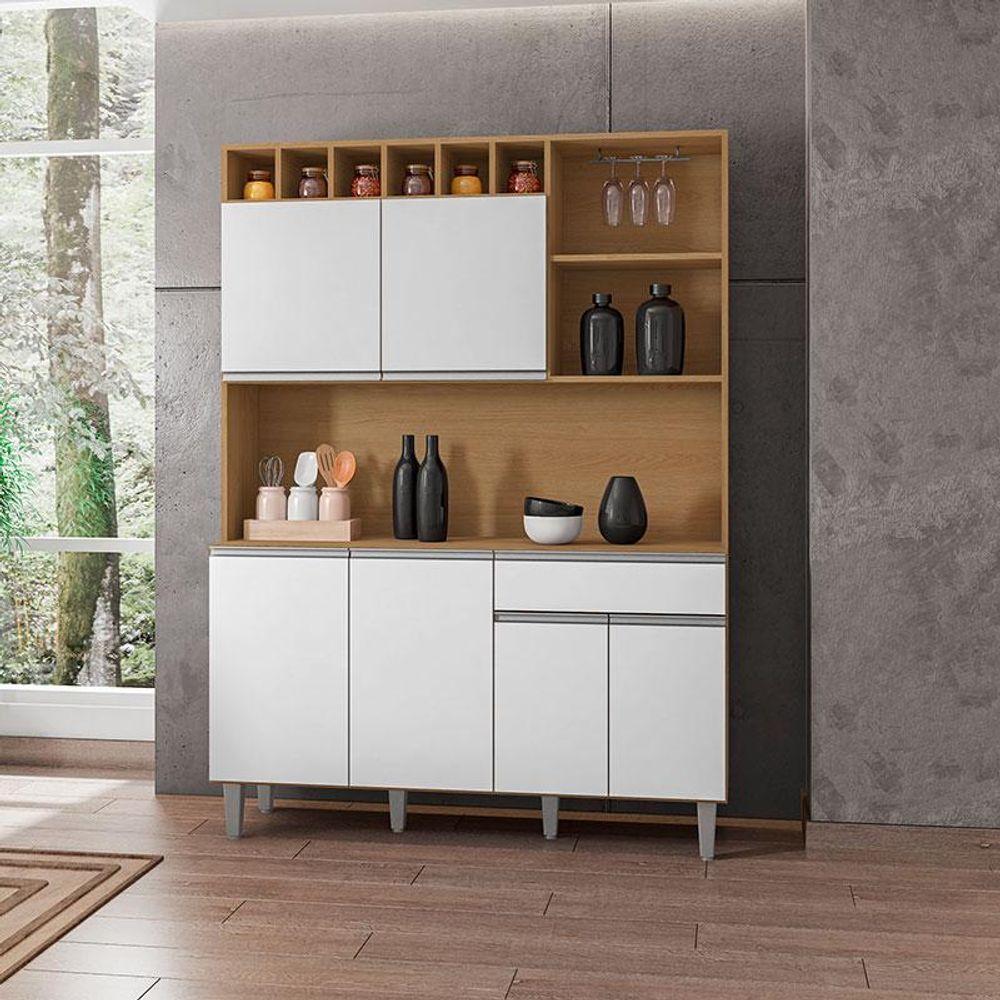 Armário Para Cozinha Kit Alice Amêndoa Branco - Ajl - 5