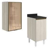 Armario Aereo Balcao 1p Vidro 40cm Mdf Kali Nicioli Bianco Toq - 1