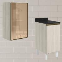 Armario Aereo Balcao 1p Vidro 40cm Mdf Kali Nicioli Bianco Toq - 8