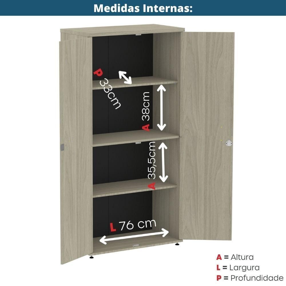 Armário Alto P25 Pandin 80 Cm (largura) Em Mdp Cor Castanheira Natural Com 2 Portas E 3 Prateleiras - 3