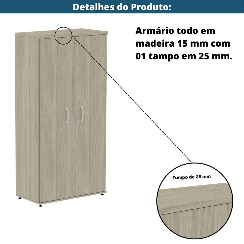 Armário Alto P25 Pandin 80 Cm (largura) Em Mdp Cor Castanheira Natural Com 2 Portas E 3 Prateleiras - 7