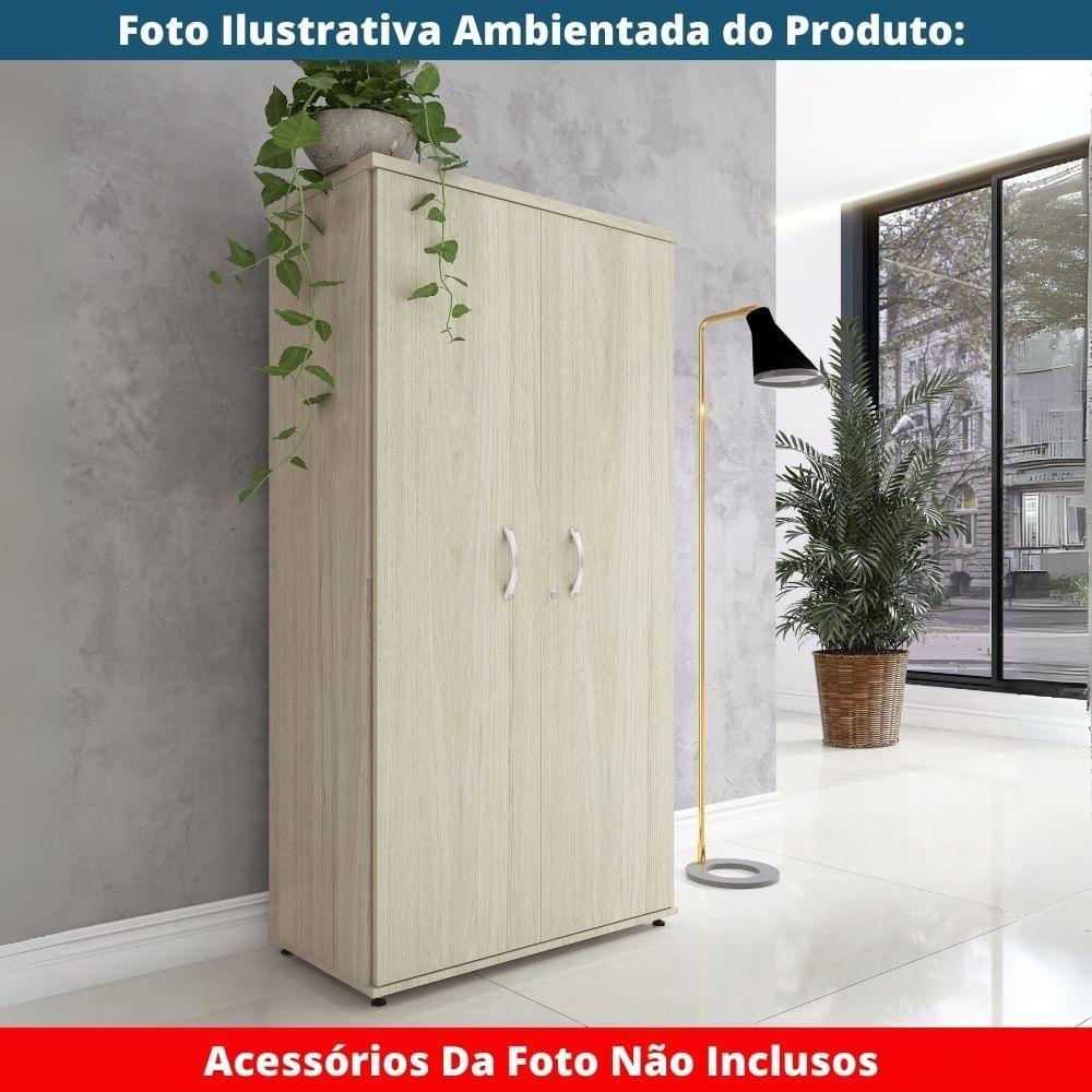 Armário Alto P25 Pandin 80 Cm (largura) Em Mdp Cor Castanheira Natural Com 2 Portas E 3 Prateleiras - 9