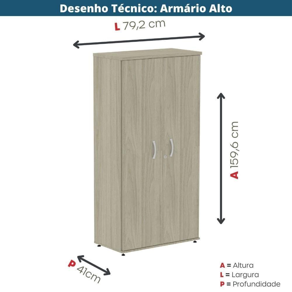 Armário Alto P25 Pandin 80 Cm (largura) Em Mdp Cor Castanheira Natural Com 2 Portas E 3 Prateleiras - 10
