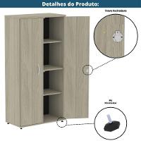 Armário Alto P25 Pandin 80 Cm (largura) Em Mdp Cor Castanheira Natural Com 2 Portas E 3 Prateleiras - 5