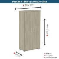 Armário Alto P25 Pandin 80 Cm (largura) Em Mdp Cor Castanheira Natural Com 2 Portas E 3 Prateleiras - 10