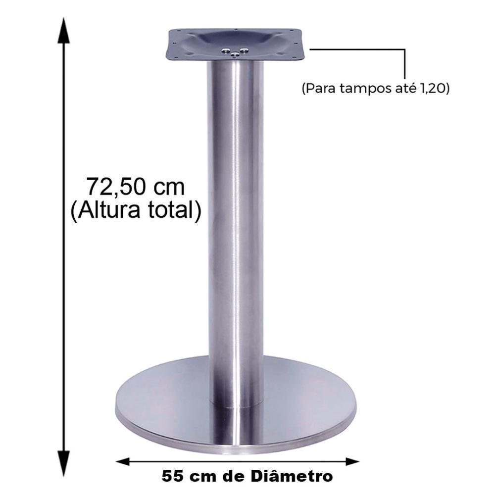 Mesa Beta Big Inox 75 Cm (alt) Disco Redondo Tampo Mdp Redondo 70 Cm (larg) X 2,50 Cm (alt) Samba - 2
