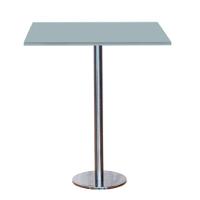 Mesa Pisa Beta Bistrô Fratini 107,50cm (a) Disco Redondo Inox Tampo Mdp Quadrado Cinza 60cm (l) - 1