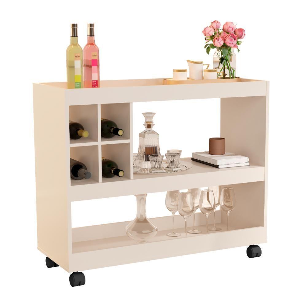 Aparador Adega Bar Com Suporte Para Taças 4151 Perola - 2