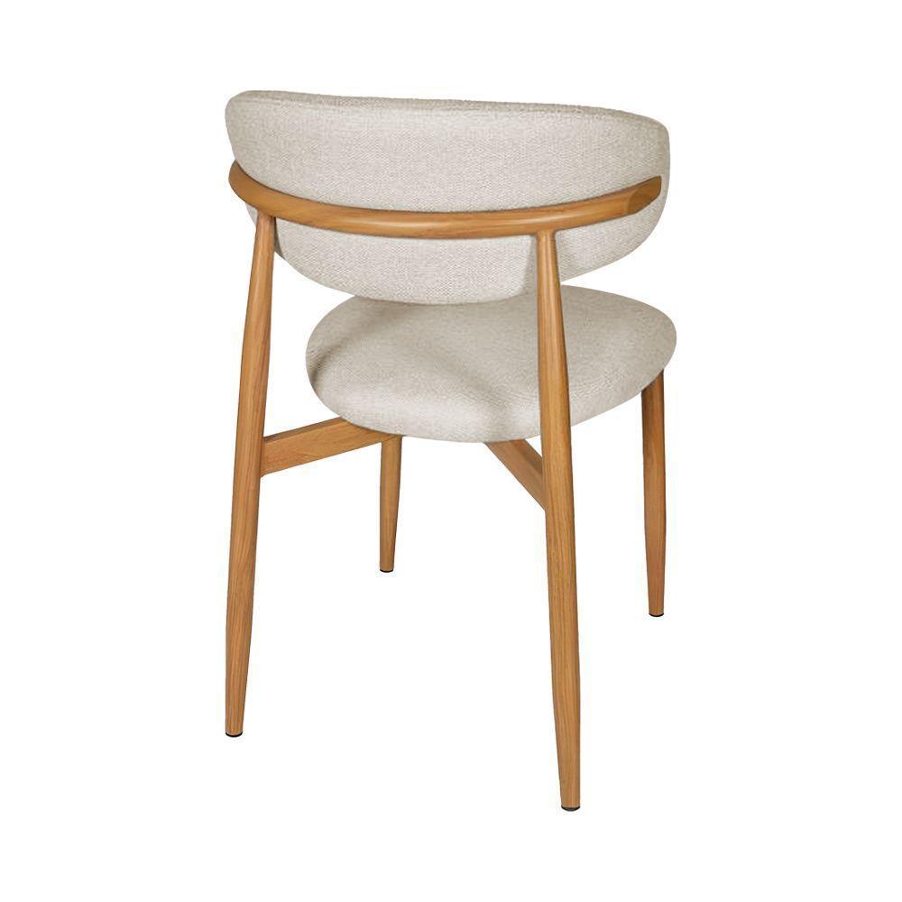 Kit 4 Cadeiras De Jantar Lucy Estrutura Aço Carbono Laminado Natural Com Estofado Linho Cru - 5