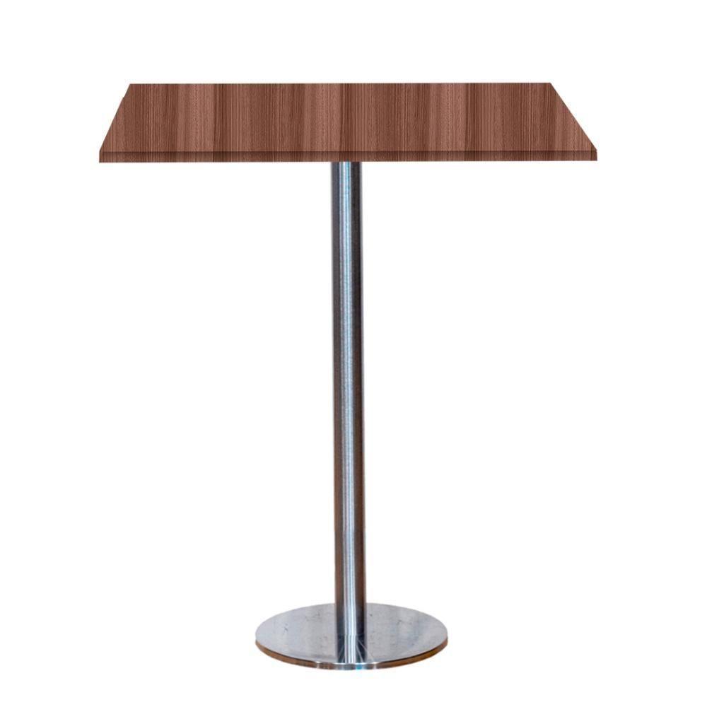 Mesa Pisa Beta Bistrô Fratini 107,50cm (a) Disco Redondo Inox Tampo Mdp Quadrado Walnut 70cm (l) - 1