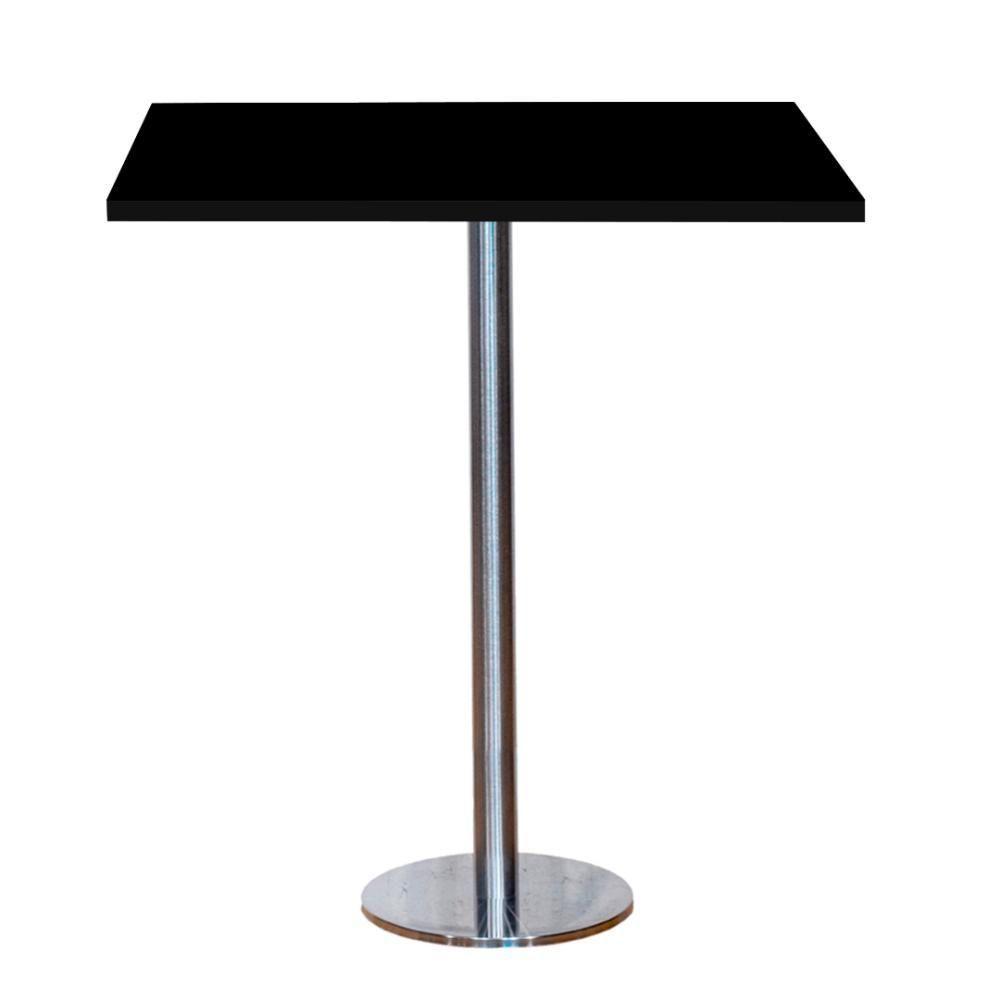 Mesa Pisa Beta Bistrô Fratini 107,50cm (a) Disco Redondo Inox Tampo Mdp Quadrado Preto 60cm( L) - 1