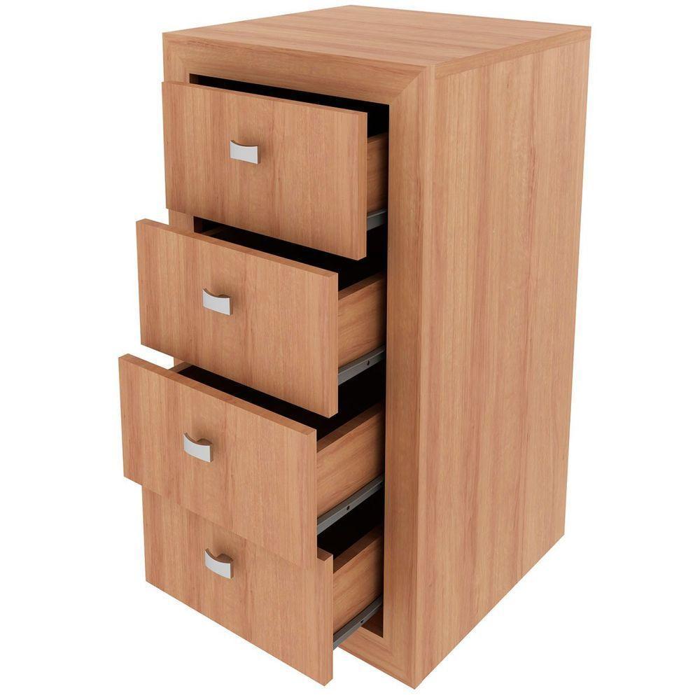 Gaveteiro Para Escritório 4 Gavetas Com Rodízios Amêndoa - 2