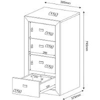 Gaveteiro Para Escritório 4 Gavetas Com Rodízios Amêndoa - 5