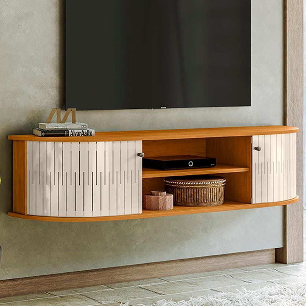Bancada Suspensa Tv 60 Polegadas 2 Portas 136 Cm Modena Madetec Cinamomo Off White - 2