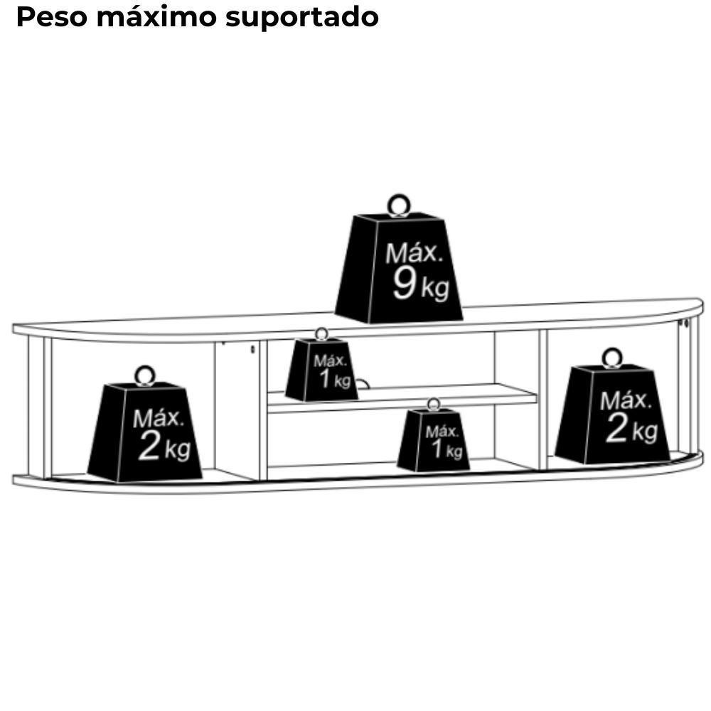 Bancada Suspensa Tv 60 Polegadas 2 Portas 136 Cm Modena Madetec Cinamomo Off White - 4