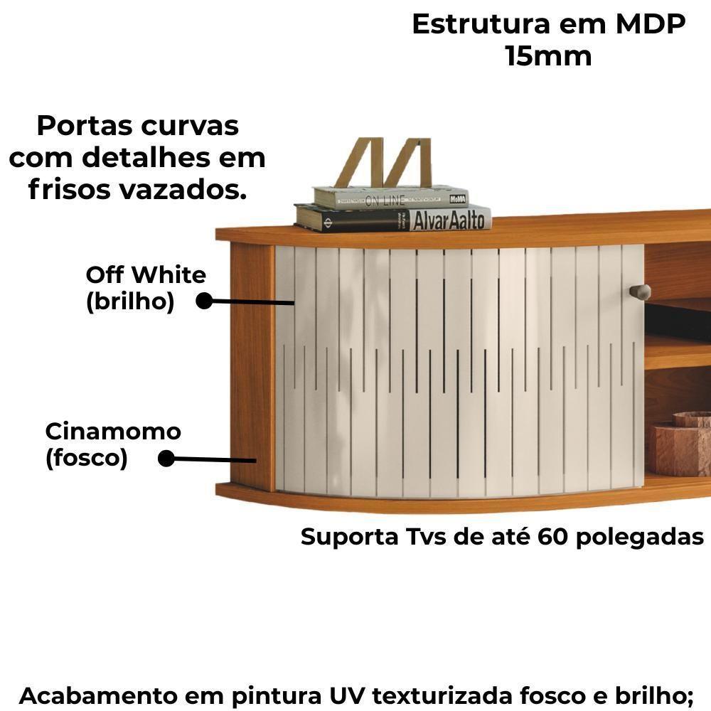 Bancada Suspensa Tv 60 Polegadas 2 Portas 136 Cm Modena Madetec Cinamomo Off White - 5