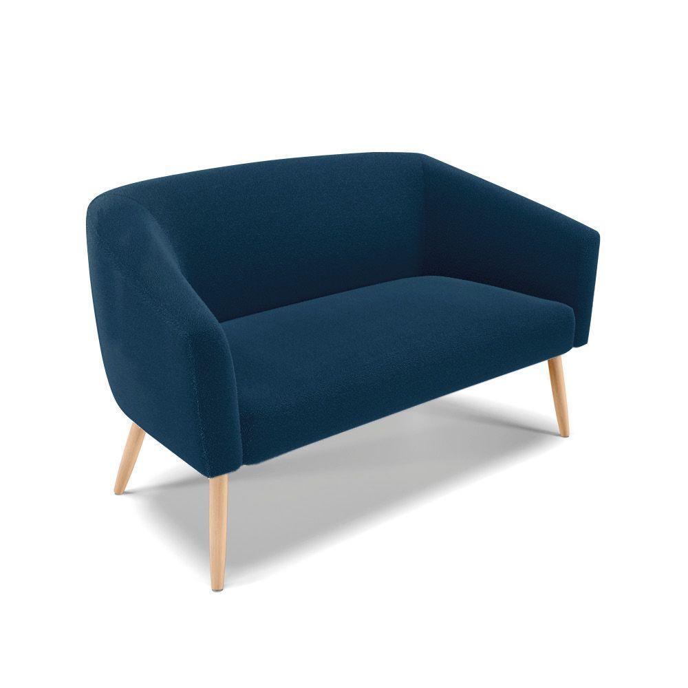 Sofá 2 Lugares Namoradeira Pé Palito Natural Stella Bouclê Azul D03 - D'rossi - 4