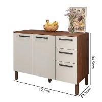 Balcao Com Tampo 3 Portas 2 Gavetas 120 Cm Mad Versalhes Ktp Nogueira Off White - 3