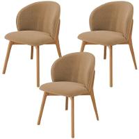 Kit 03 Cadeiras De Jantar E Estar Living Estofada Mia L02 Bouclê Mostarda - Lyam Decor - 1