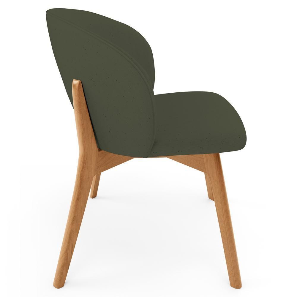 Kit 03 Cadeiras De Jantar E Estar Living Estofada Mia L02 Linho Verde Musgo - Lyam Decor - 6