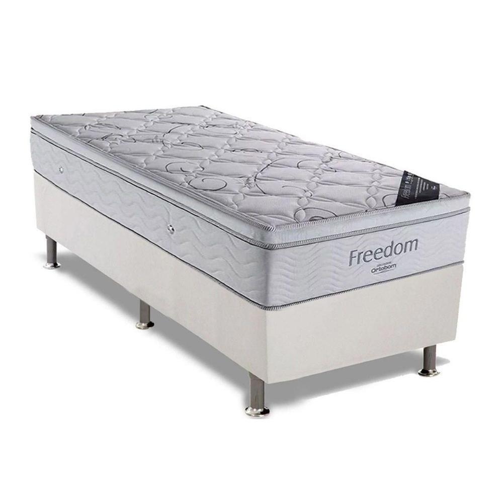 Cama Box Solteiro: Colchão Molas Superpocket Ensacadas Ortobom Freedom + Base Crc Courano White (88x188) - 1