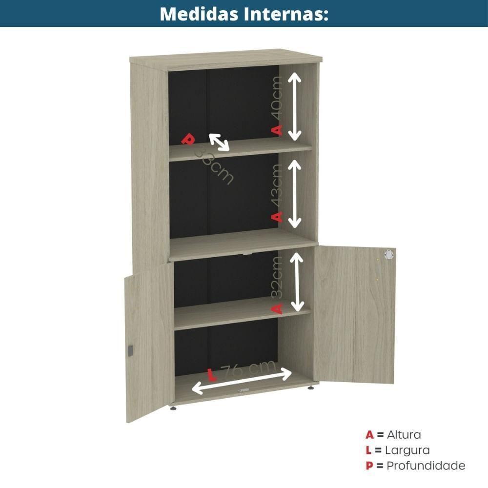 Armário Misto P25 Pandin 80 Cm (largura) Em Mdp Cor Castanheira Natural Com 2 Portas E 3 Prateleiras - 3