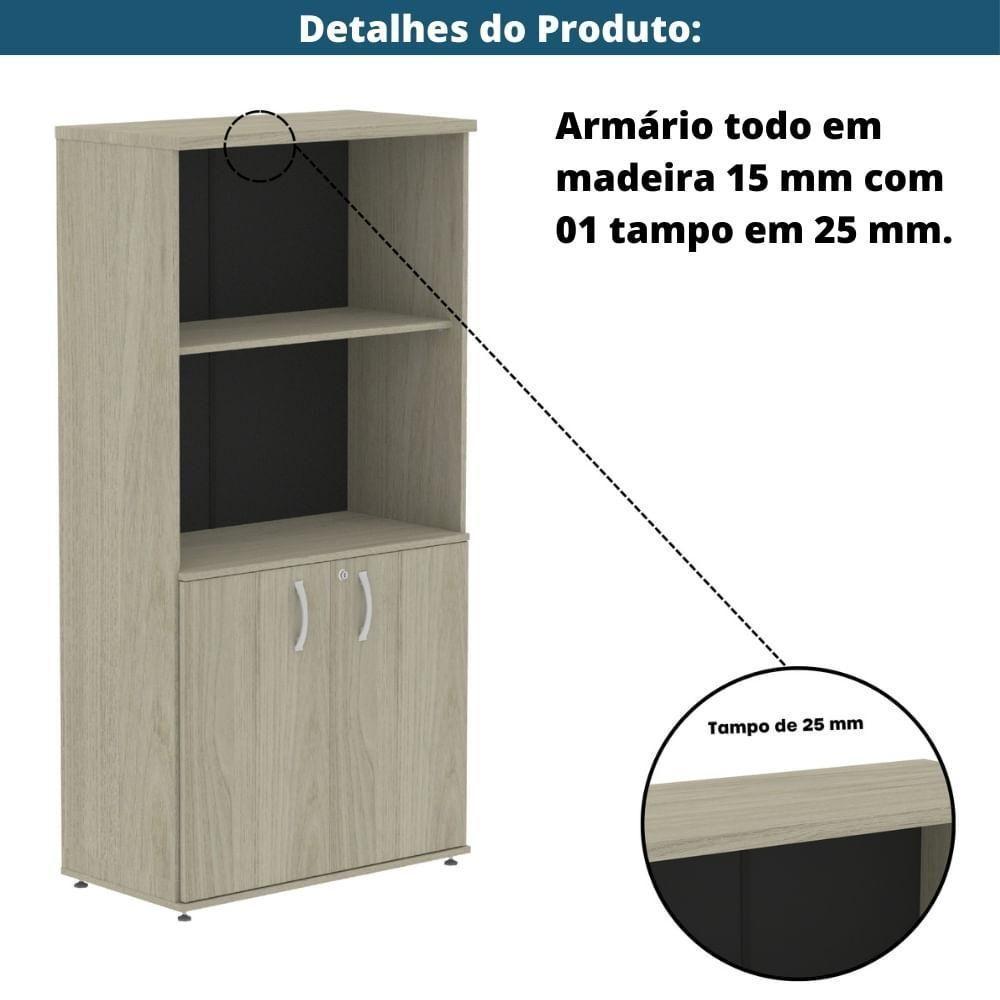 Armário Misto P25 Pandin 80 Cm (largura) Em Mdp Cor Castanheira Natural Com 2 Portas E 3 Prateleiras - 7
