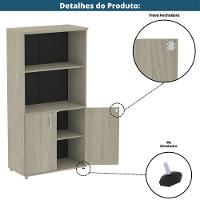 Armário Misto P25 Pandin 80 Cm (largura) Em Mdp Cor Castanheira Natural Com 2 Portas E 3 Prateleiras - 5