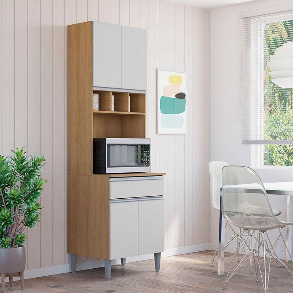 Armário Paneleiro Duplo Ambiente Andréia Amêndoa Branco - Ajl - 1