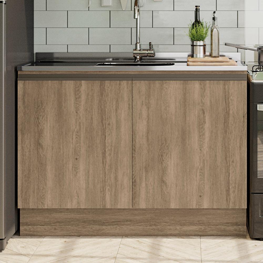 Balcao Pia Sem Tampo 2 Portas 120 Cm Mdp Maxxi G745 Kappesberg Nogal - 2