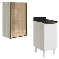 Armario Aereo Balcao 1p Vidro 40cm Mdf Kali Nicioli Bianco Toq Branco Uv - 1