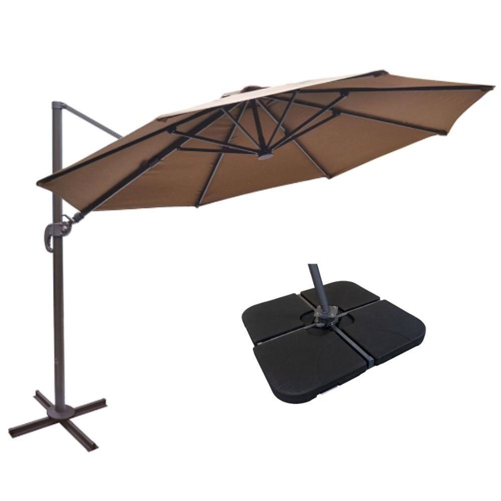 Ombrelone Lateral Com Base Cruz Hdpe San Martin Rivatti 350 Cm (larg) Alumínio Poliéster Fendi - 2