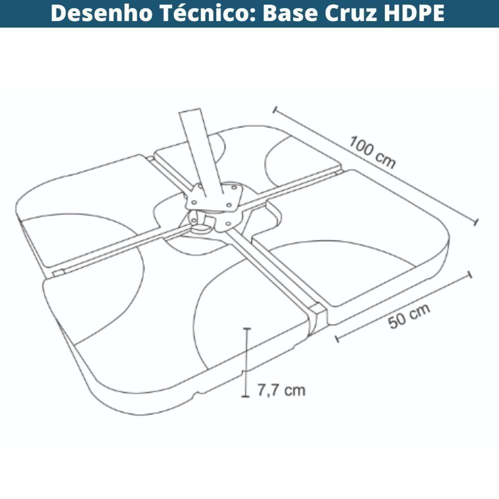Ombrelone Lateral Com Base Cruz Hdpe San Martin Rivatti 350 Cm (larg) Alumínio Poliéster Fendi - 5