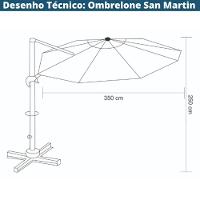 Ombrelone Lateral Com Base Cruz Hdpe San Martin Rivatti 350 Cm (larg) Alumínio Poliéster Fendi